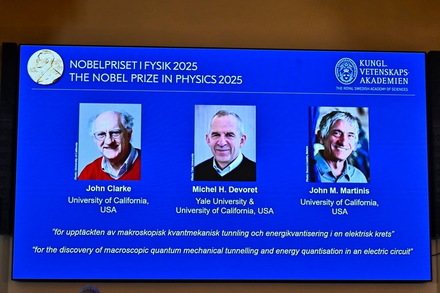 The Nobel Prize successful Physics 2025 recipients John Clarke, Michel H. Devoret and John M. Martinis are announced by the Royal Swedish Academy of Sciences.