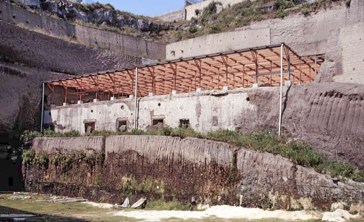 Ruins of the Villa of the Papyri astatine  the archeological tract  of Herculaneum