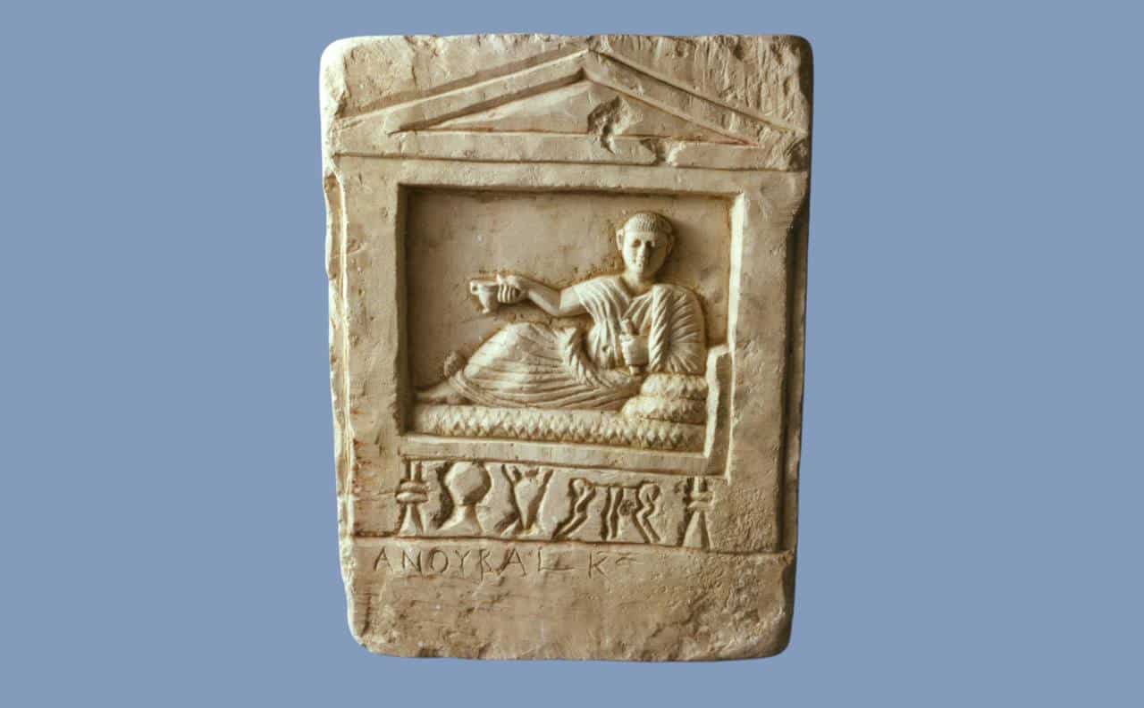 A limestone funerary stele from the Roman period