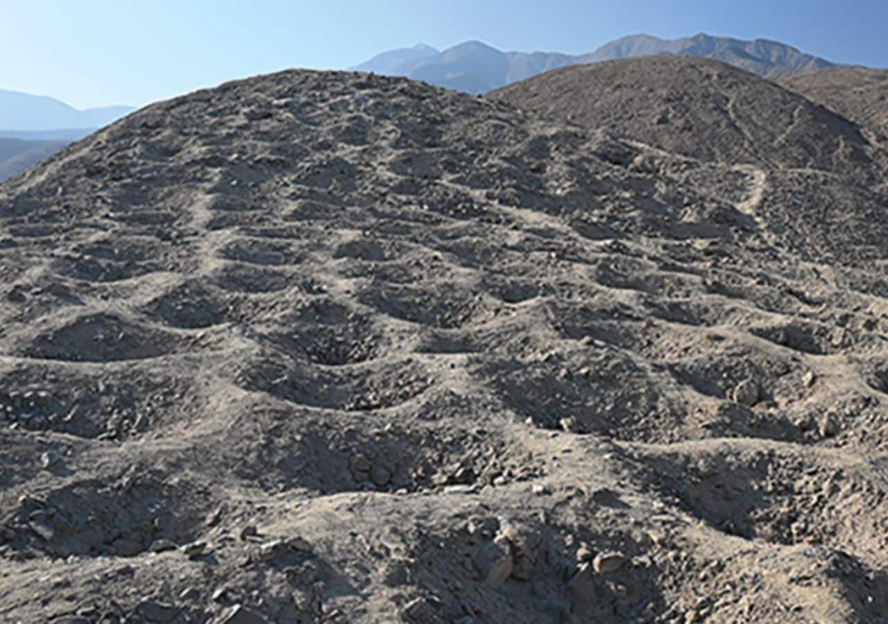 Precisely aligned holes, Monte Sierpe in southern Peru