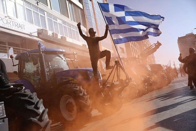 Greek farmers during a protest