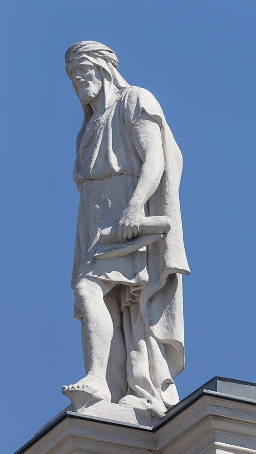 Roof figurer Al Masudi, Artist: Emmerich Alexius Swoboda, Naturhistorisches Museum, Vienna, Bellariastraße,Risalit at the right side