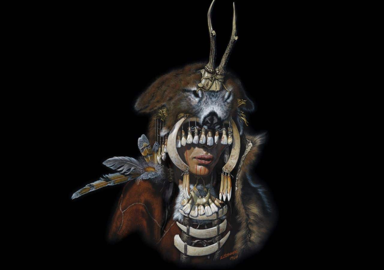 Artistic reconstruction of the shaman's robes from Bad Dürrenberg, including feather ornaments