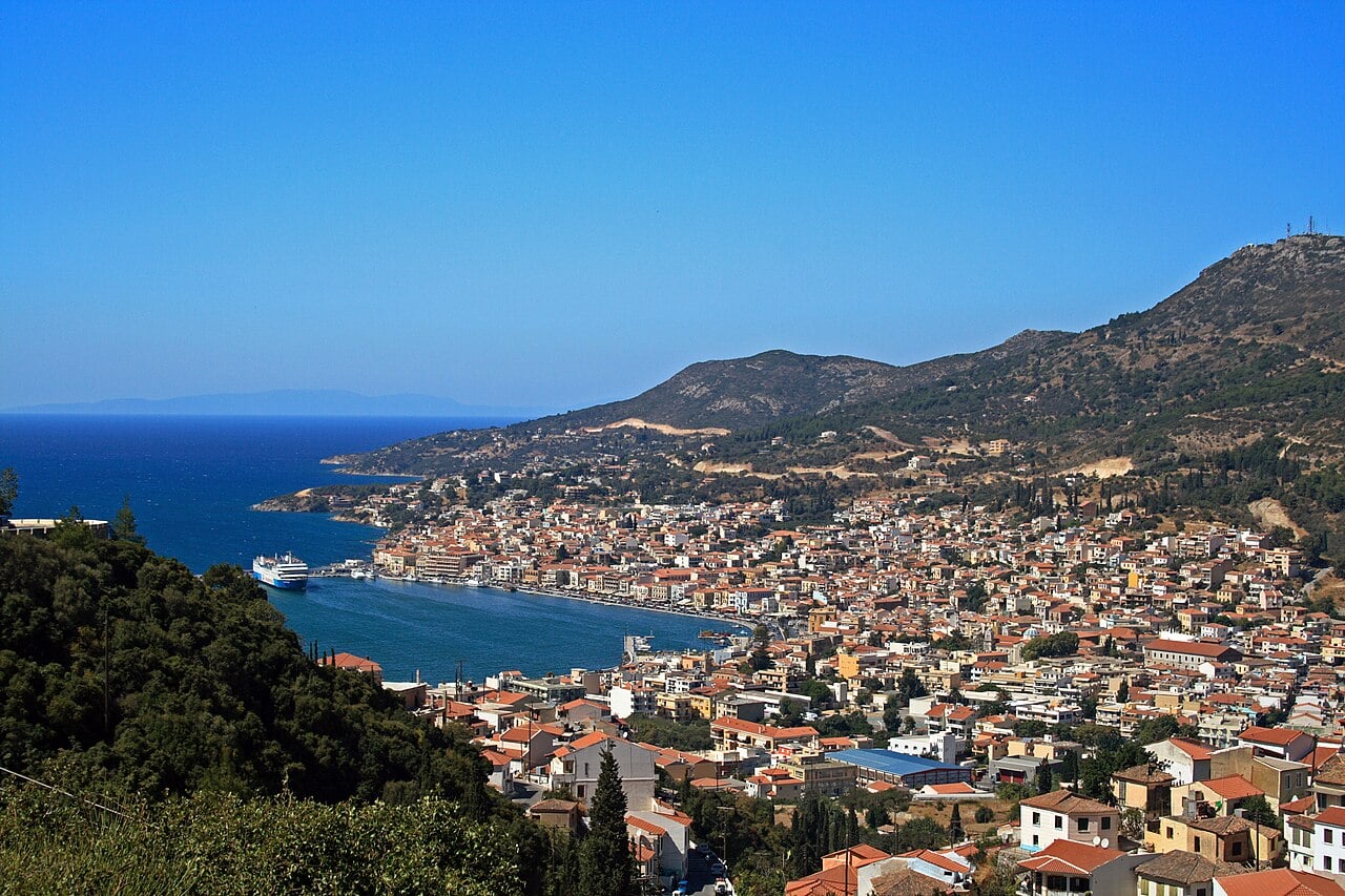 View of Samos town, capital of Samos island, Greece. Samos is seeing rising demand from British travelers.