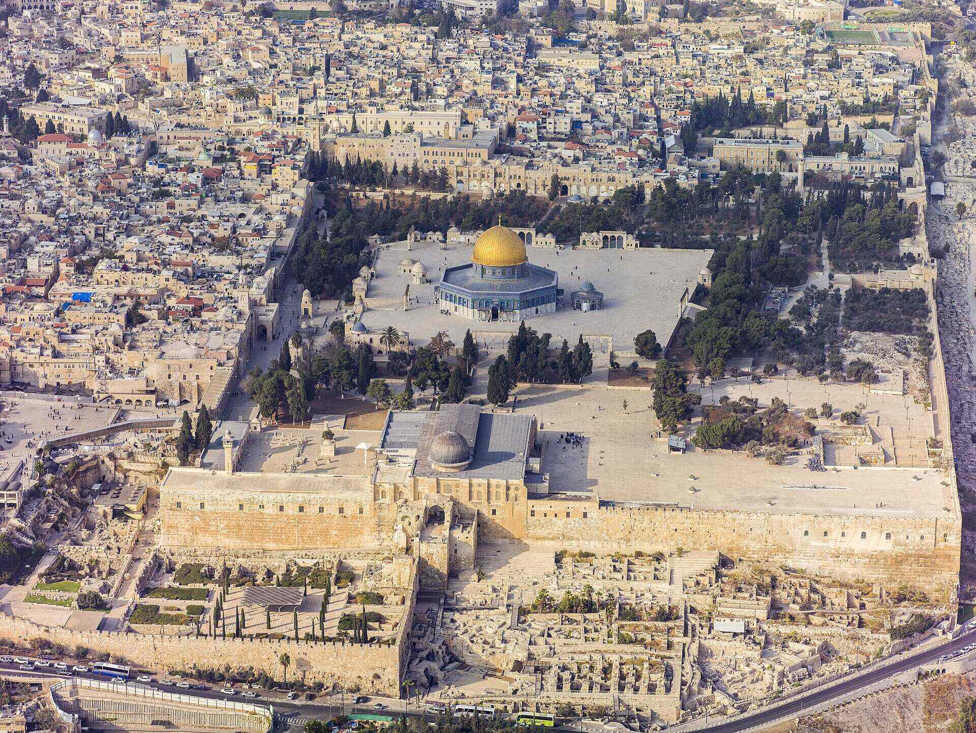 Southern aerial view of the Temple Mount