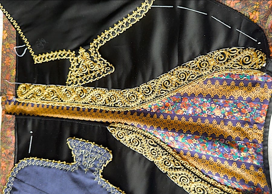 Traditional costume embroidery with gold thread, Greece