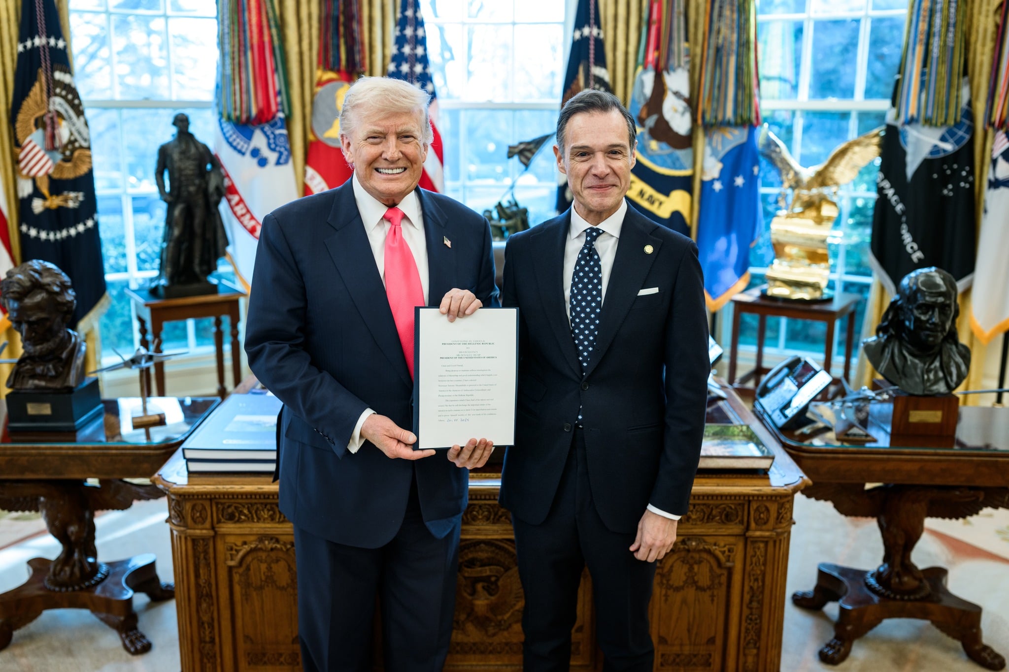 US President Donald Trump and Greece's New Ambassador Antonis Alexandridis