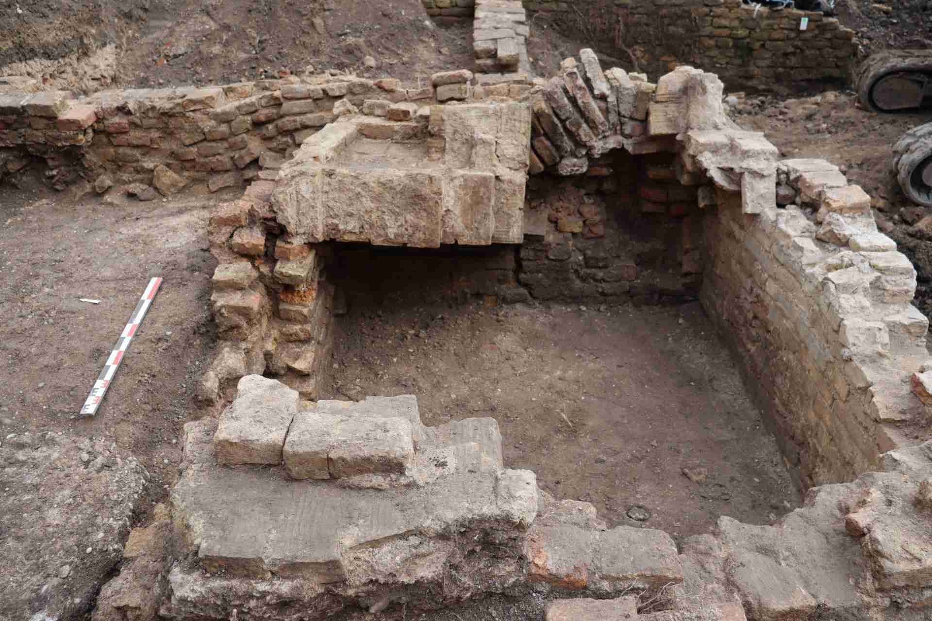 View of upper part of masonry latrine