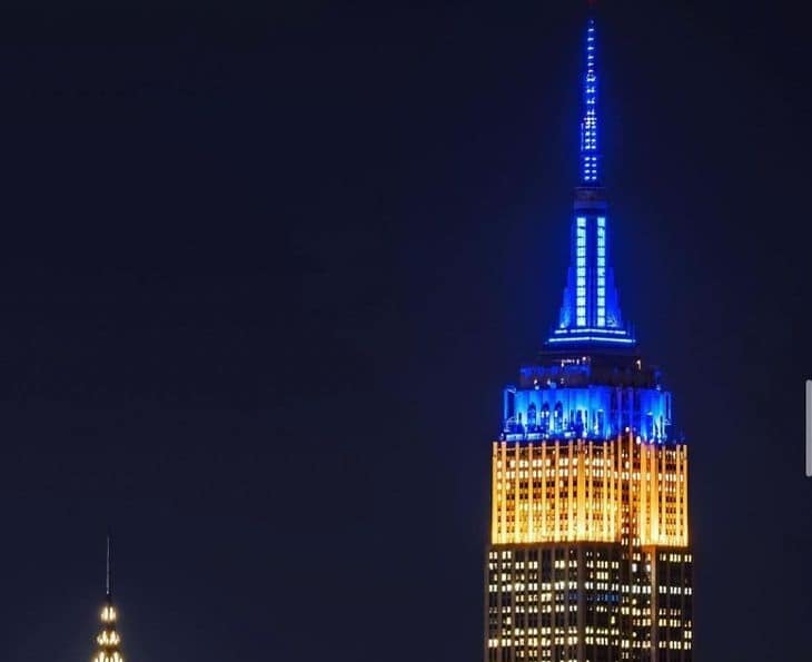 New York City Skyline Glows Blue and White to Honor Greek Independence