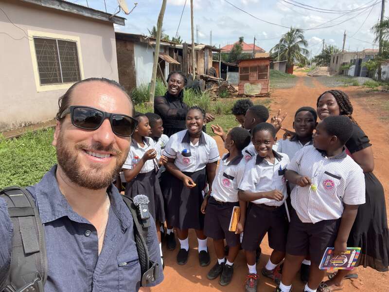 Nikos Leontis meets local students, Africa