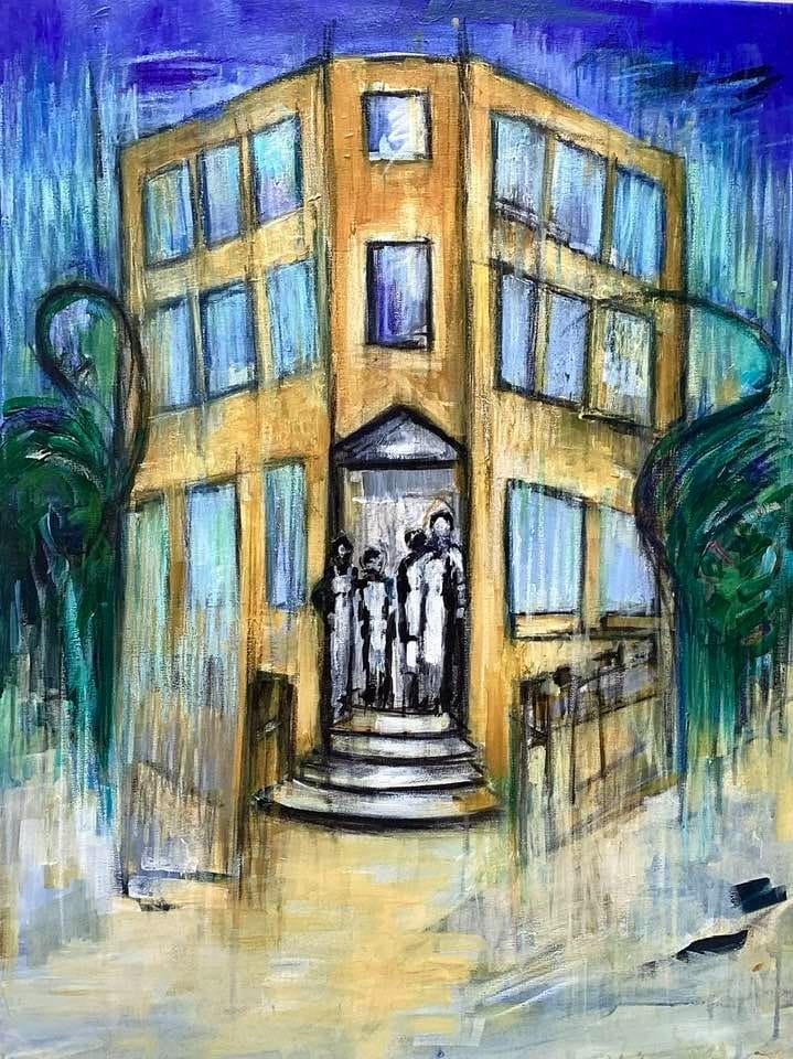 Painting by Maria Giannikou from the “Infinity Mirror” collection. Evangelinos painting museum.
