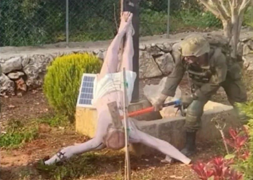 Image of Israeli Soldier Striking Jesus Statue in Lebanon Sparks Outrage