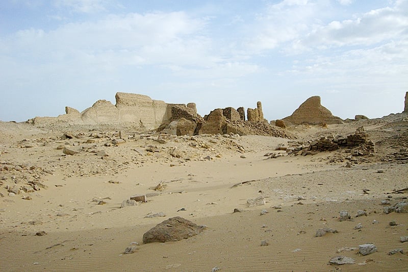 View to the Soknopaiou Nesos temples' precinct