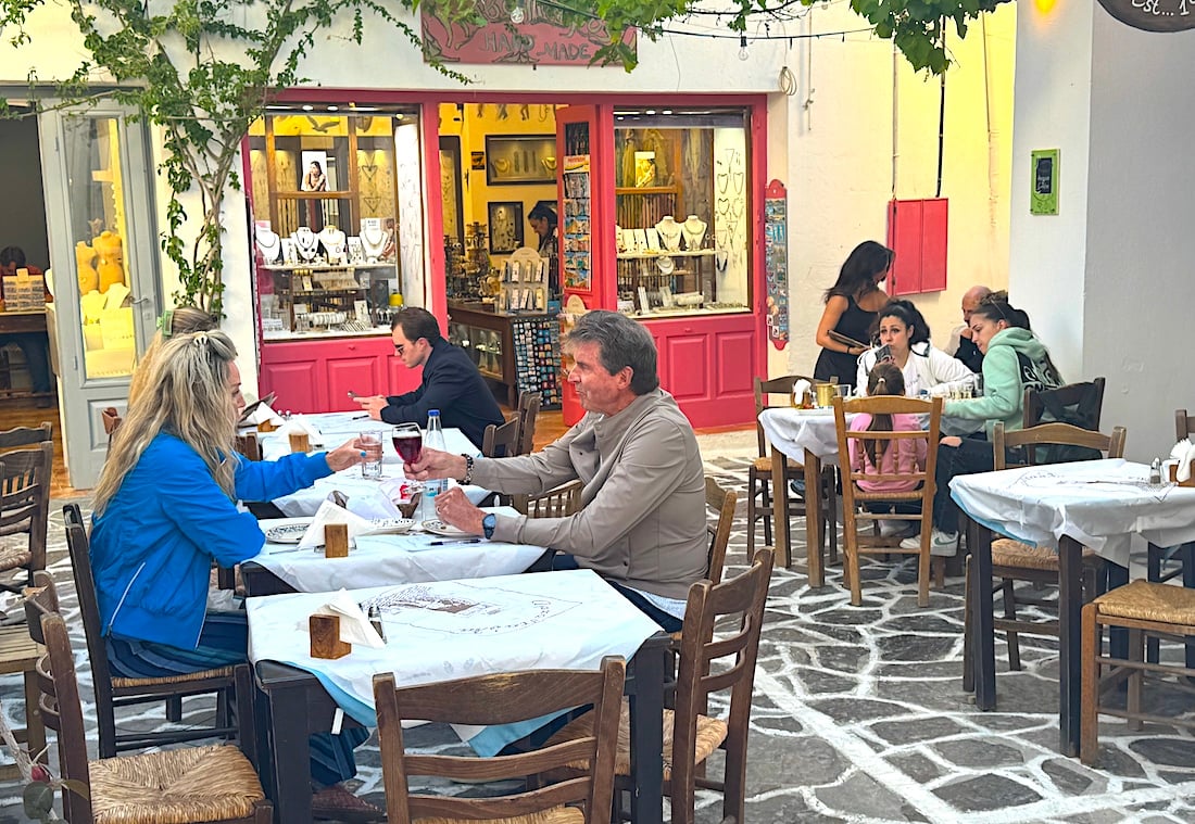 Aegean island Milos Plaka Greek tavern Greece