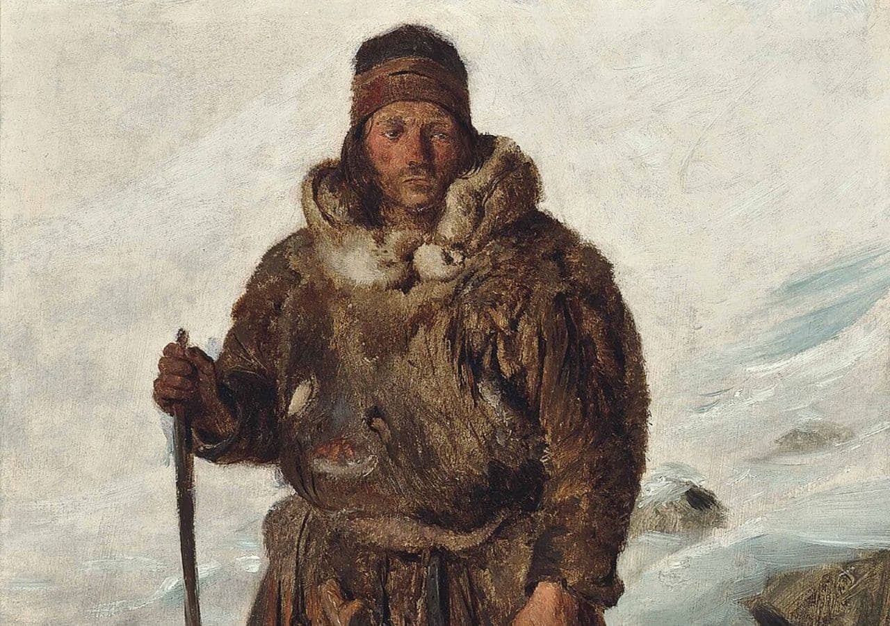 A Sámi man depicted in art