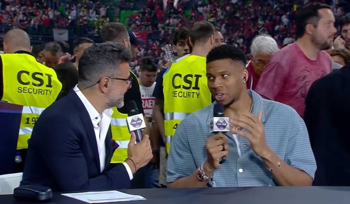 Giannis Antetokounmpo speaking about the Final Four EuroLeague Championship