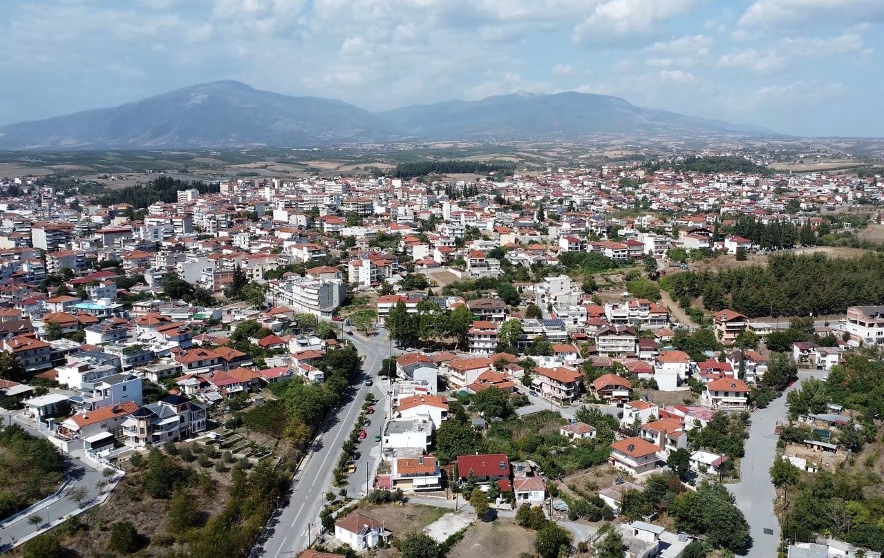 Aerial view of Giannitsa in Pella, northern Greece