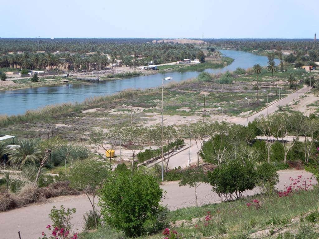 The Euphrates River passes the site of Babylon