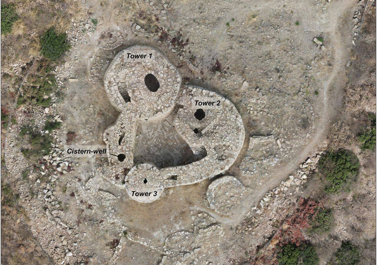 The Nuragic complex of Barru with the location of the cistern-well