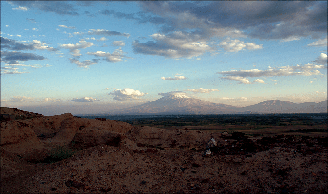 View of the Ararat mountain and Arat Plain from Argishtikhinili