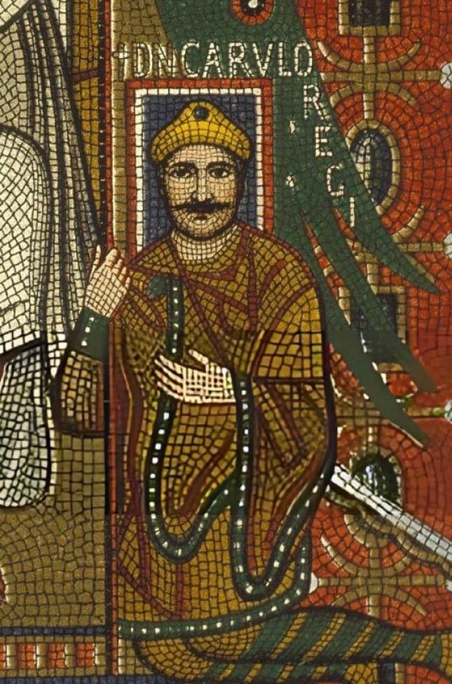 A now-lost contemporary mosaic of Charlemagne
