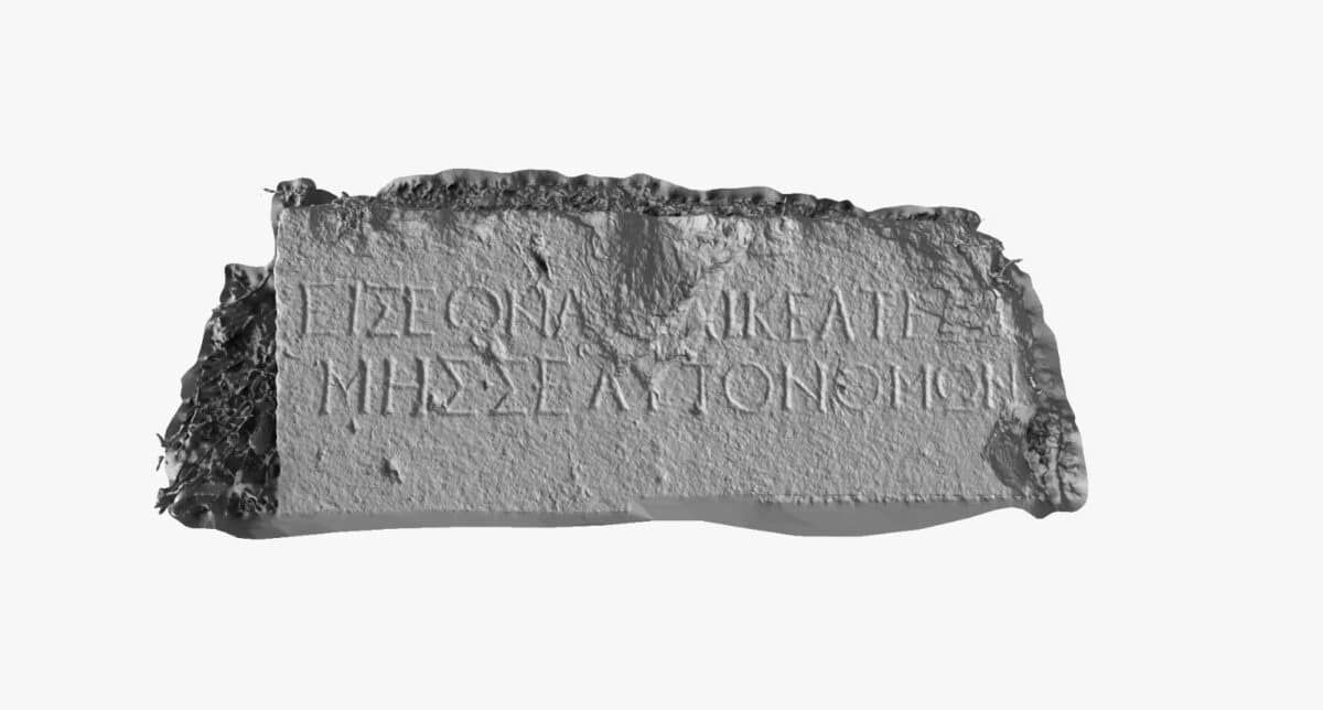 AI reconstruction of a newly deciphered stone inscription from ancient Termessos