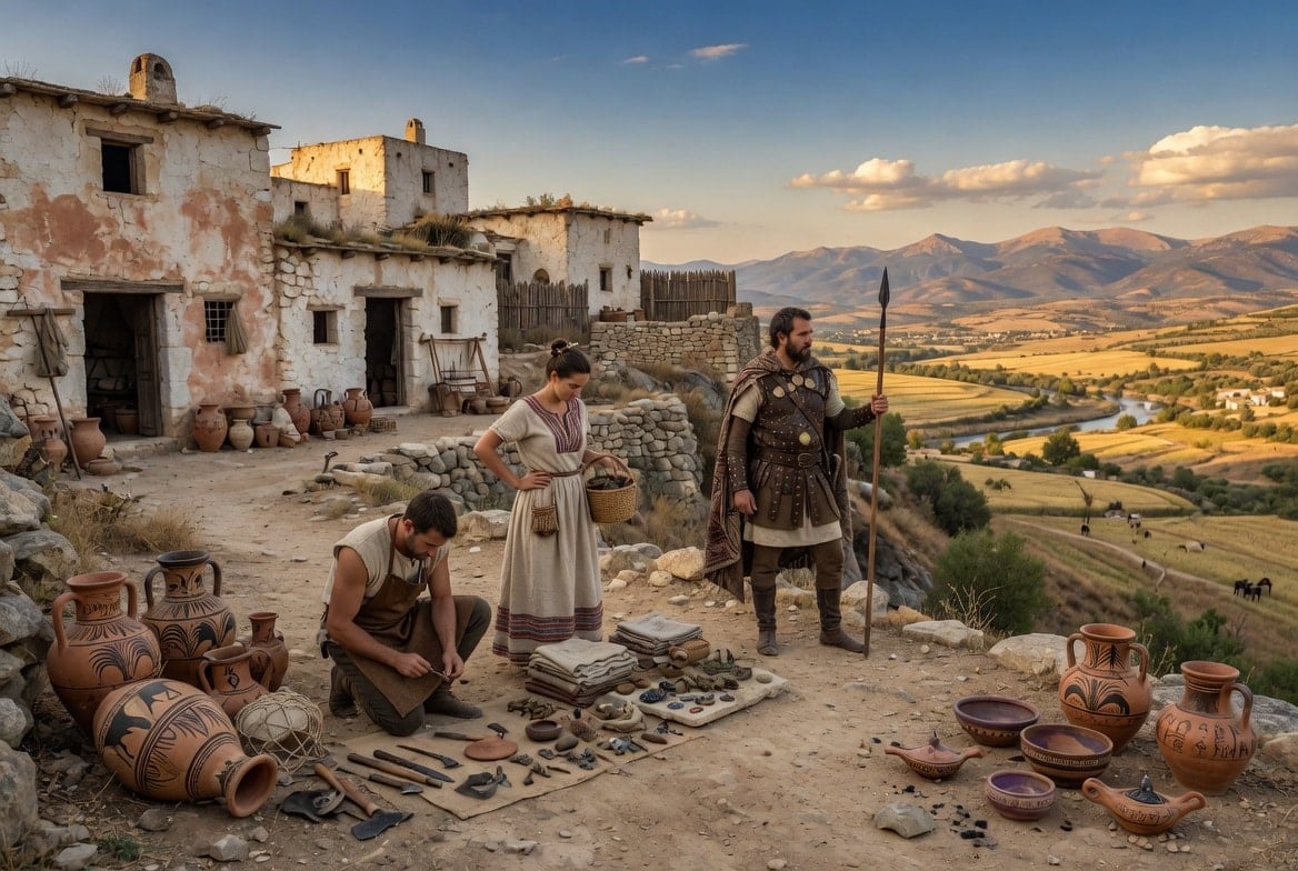 AI reconstruction of ancient Iberian people in local community