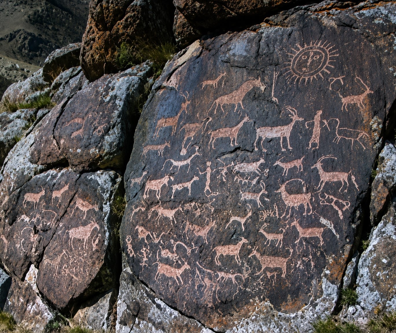 AI reconstruction of ancient petroglyphs at Burkhansai Gorge in Kazakhstan