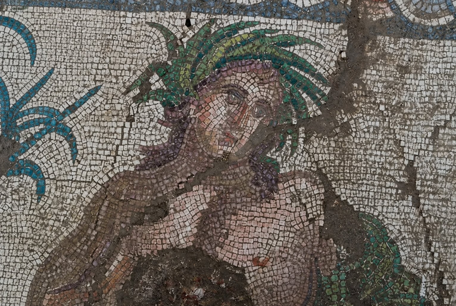 AI reconstruction of the "Young Eurymedon" mosaic uncovered at Aspendos