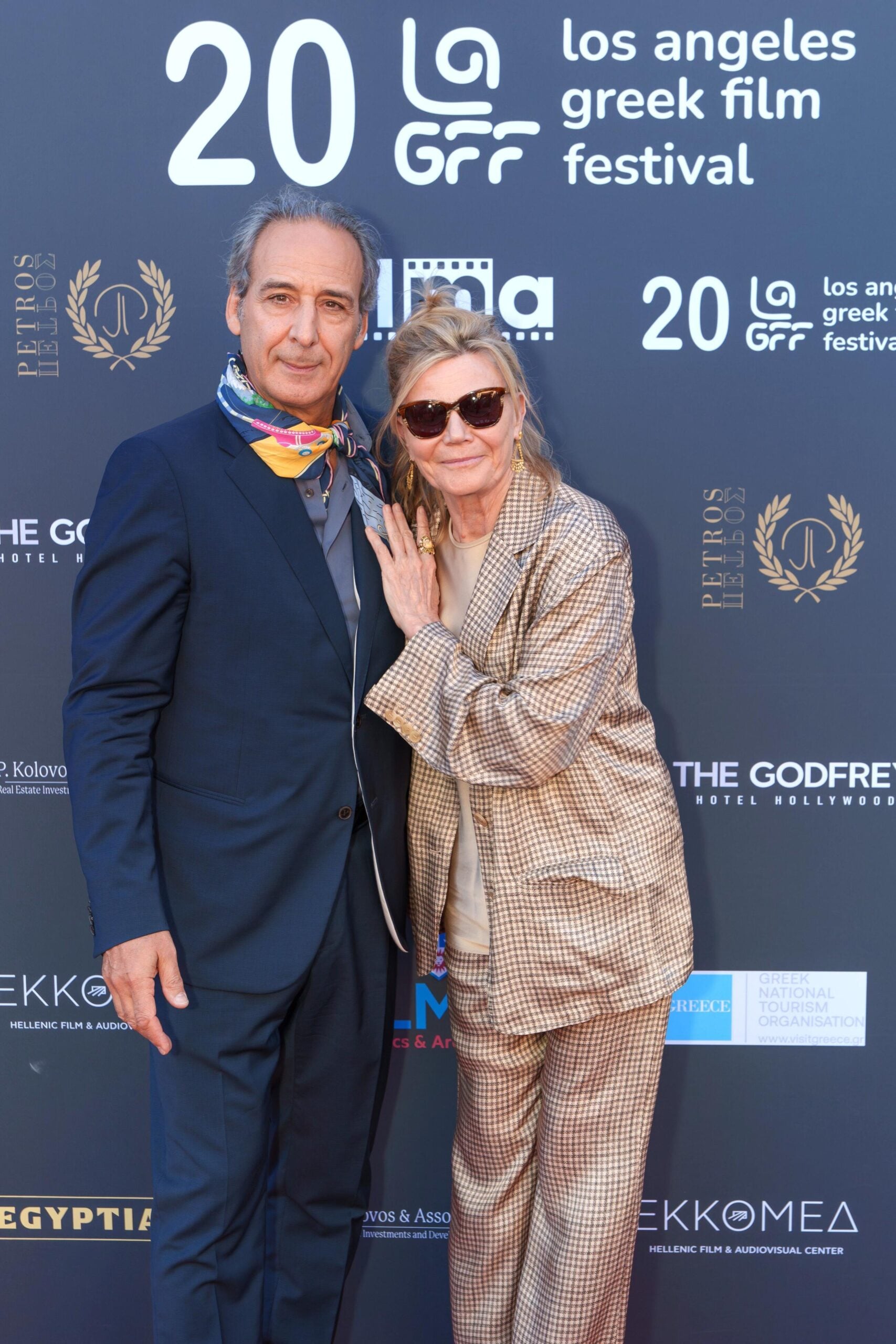 Alexandre Desplat and Solre Desplat on the red carpet at the 20th Los Angeles Greek Film Festival in Hollywood.