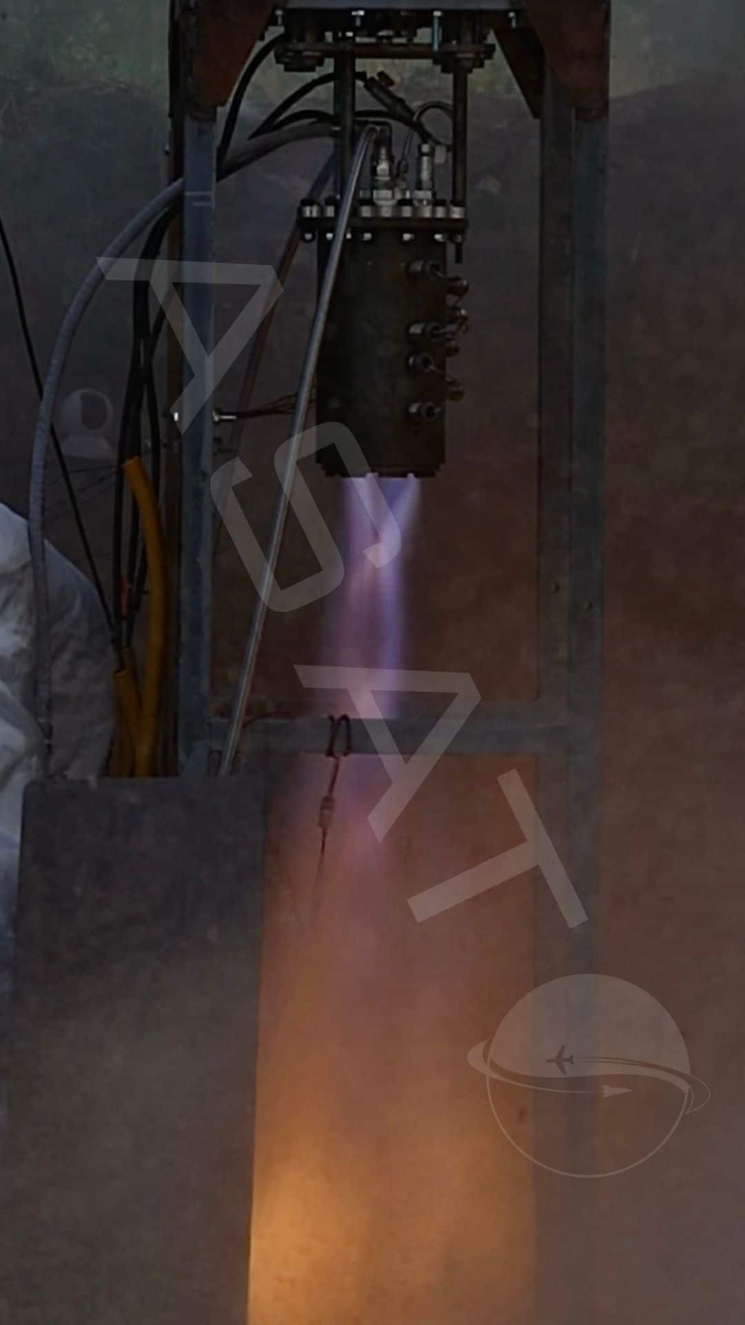 ASAT’s liquid-propellant rocket engine during a static fire test in northern Greece.