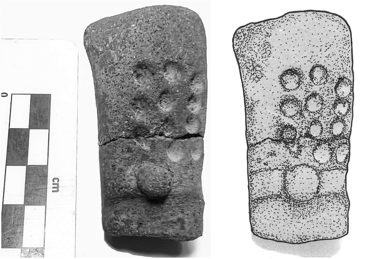 Ceramic “tab” figurine with headdress band and potential dot numeration