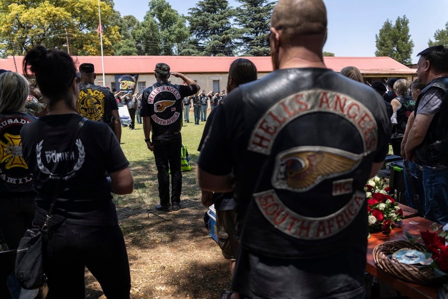 Hells Angels bikers gather at an event