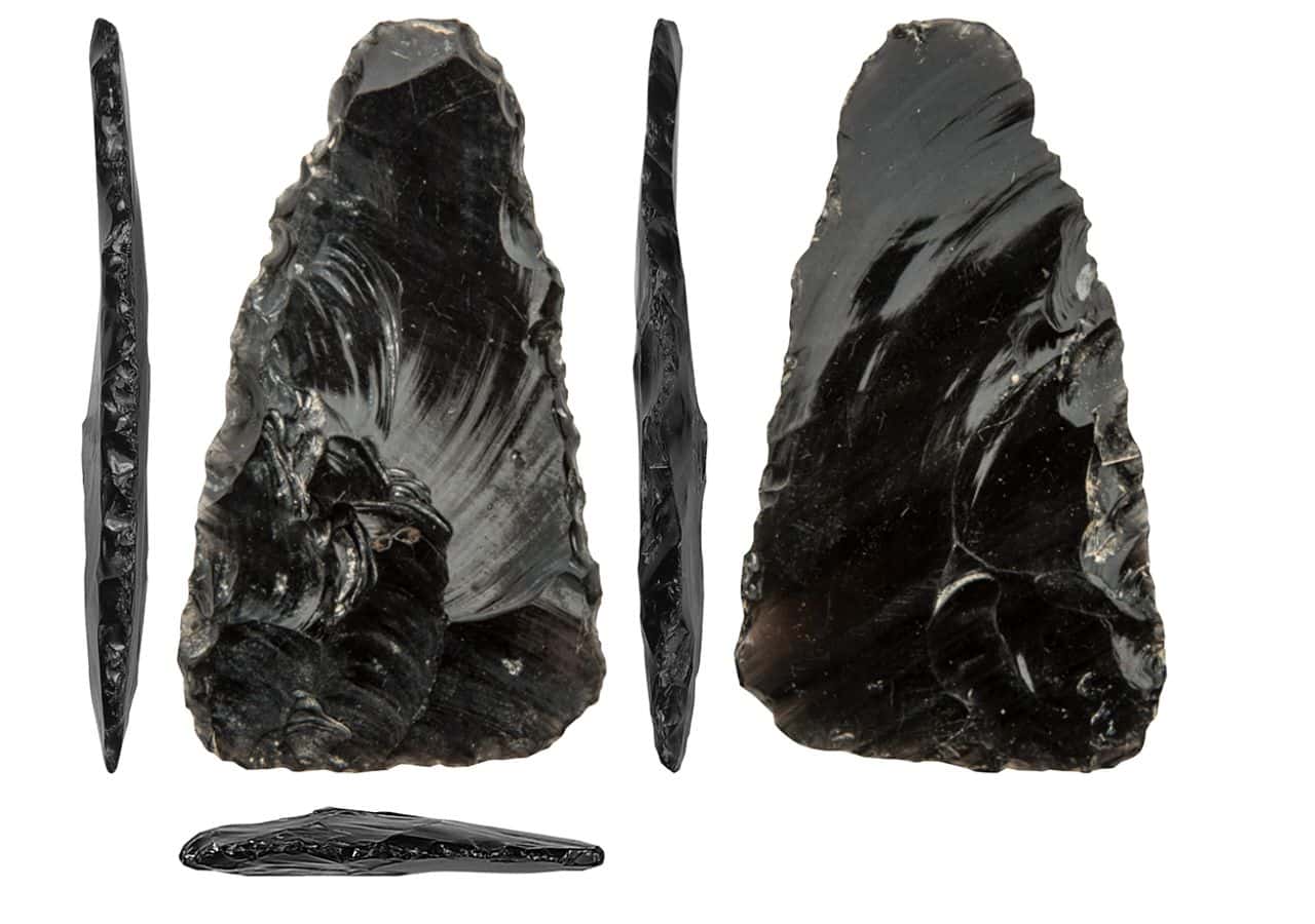 Obsidian biface from Cerro de Oro archeological site