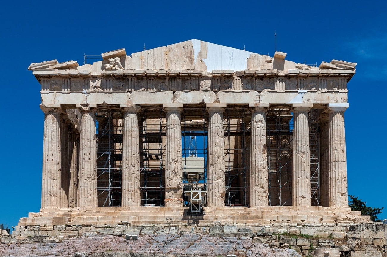 Scaffolding removed Parthenon