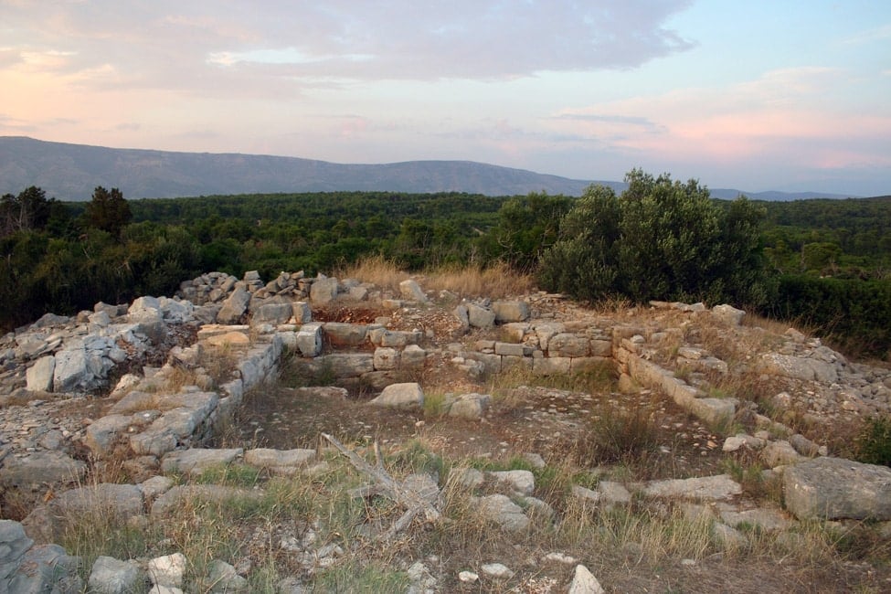 Remains of the Greek tower Maslinovik in the Stari Grad Plain on Hvar