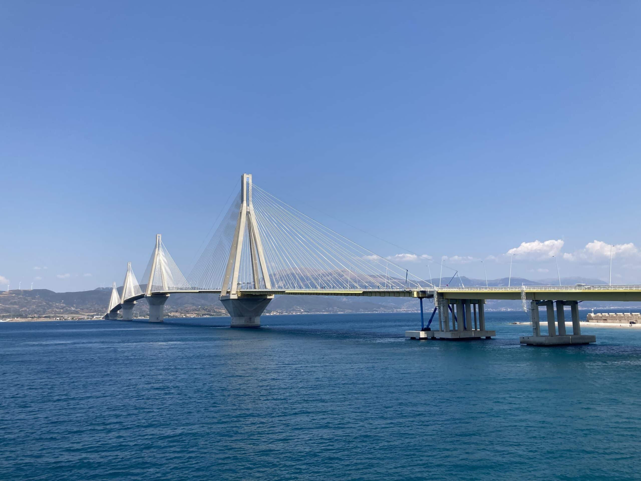 Rio Antirio Bridge in Patras, Greece