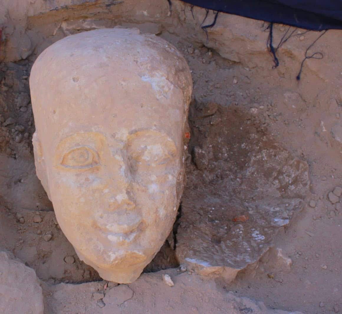 The head of a statue believed to represent a priest or high-ranking official from the Bahariya Oasis