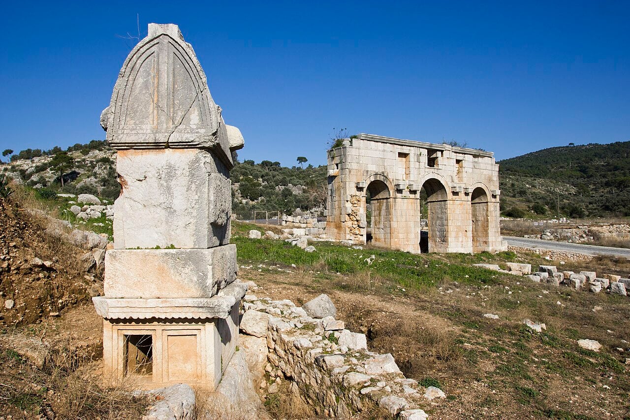 The north gate and nearby tombs in Patara Ruins