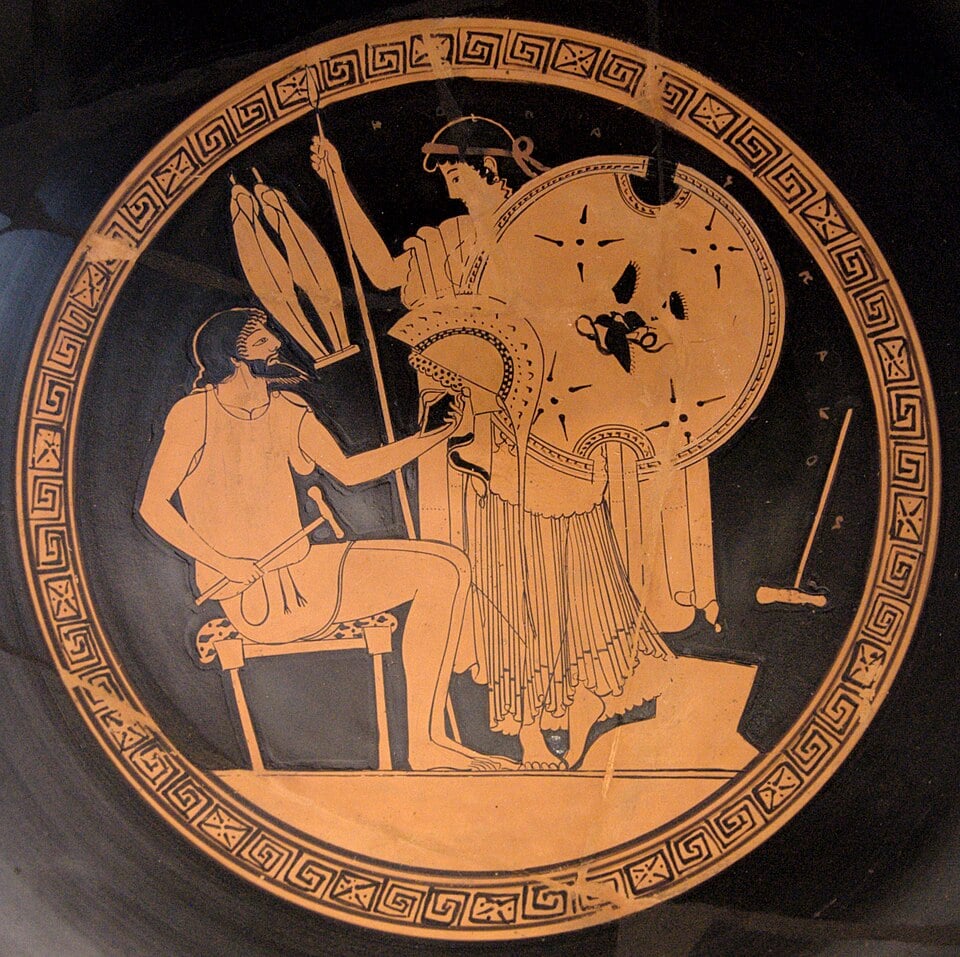 Attic red-figure Kylix, 490–480 BC, featuring Achilles and Thetis