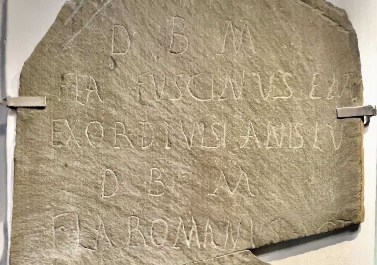 A Roman gravestone with visible inscriptions
