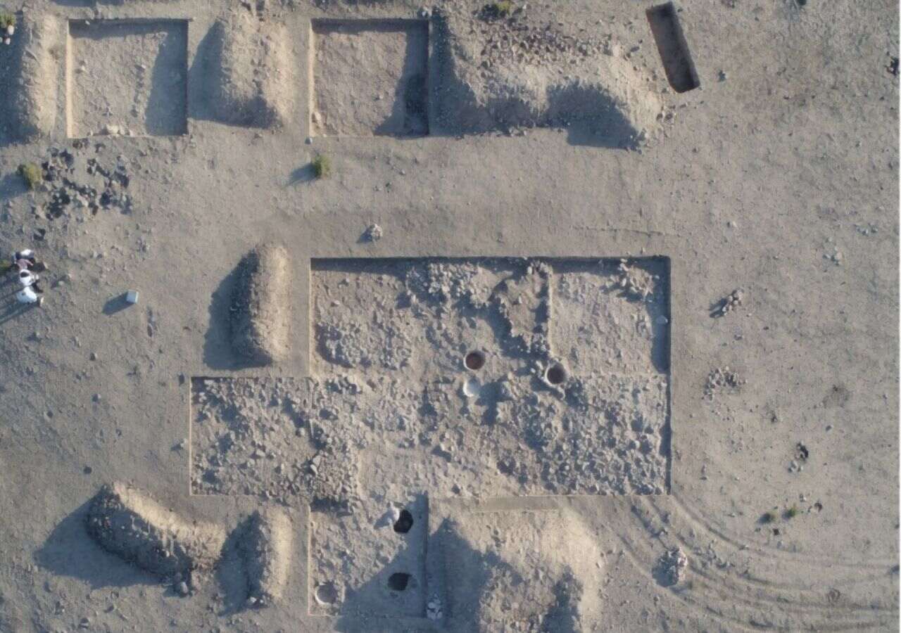 Aerial view of the excavation in the central part of Iskandar Tepa