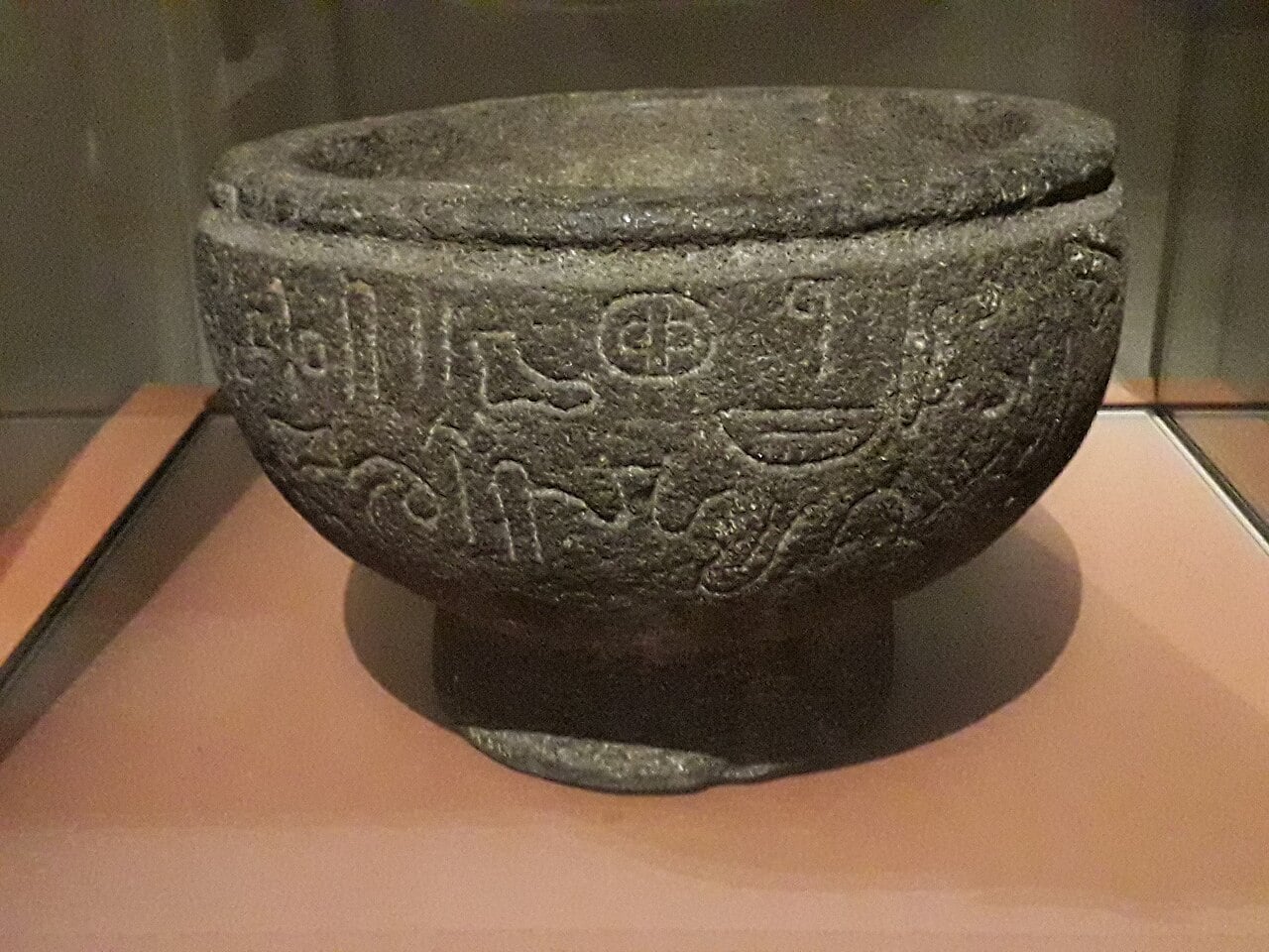 Basalt bowl with engraved inscription in Luwian hieroglyphics