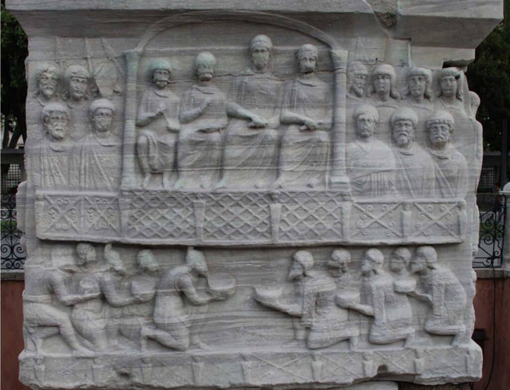 Base of the obelisk of Theodosius I in the Hippodrome of Constantinople