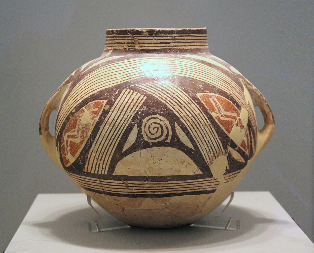Clay vase with polychrome decoration from Neolithic Greece