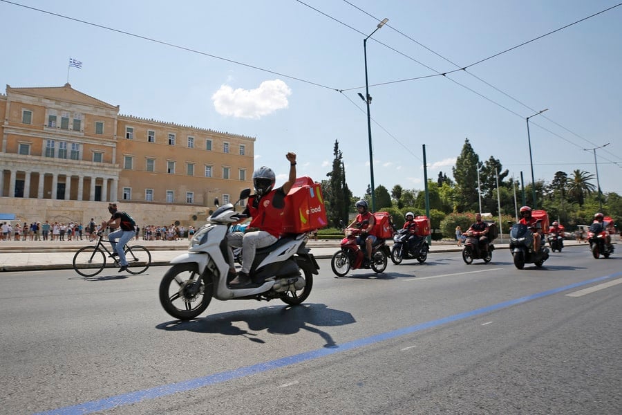 Delivery workers protest for safer working conditions following the death of a 20-year-old courier.