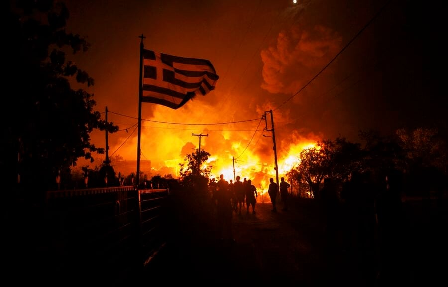 Oreokastro Fire near Thessaloniki, Greece