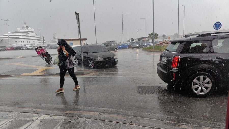 Heavy rain sweeps through the streets of Greece as autumn storms bring a sharp change in weather across the country.