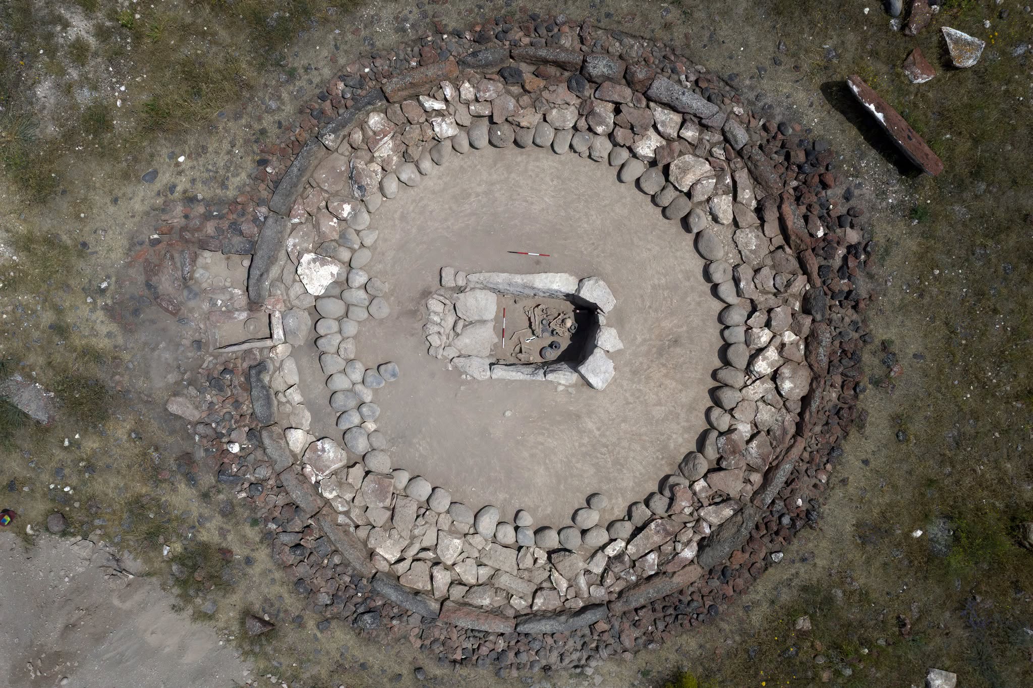 Tomb No. 3 features concentric stone enclosures surrounding a central burial chamber