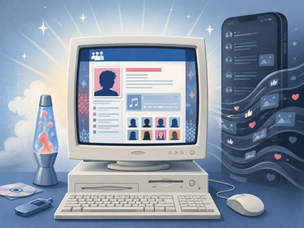 Can MySpace master a successful comeback? Image of older computer monitor.